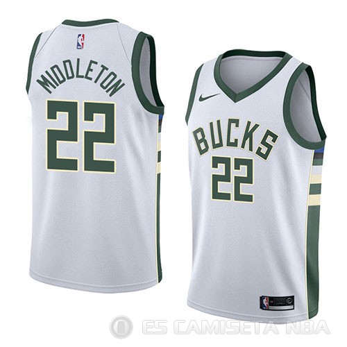 Camiseta Khris Middleton #22 Milwaukee Bucks Association 2018 Blanco - Haga un click en la imagen para cerrar